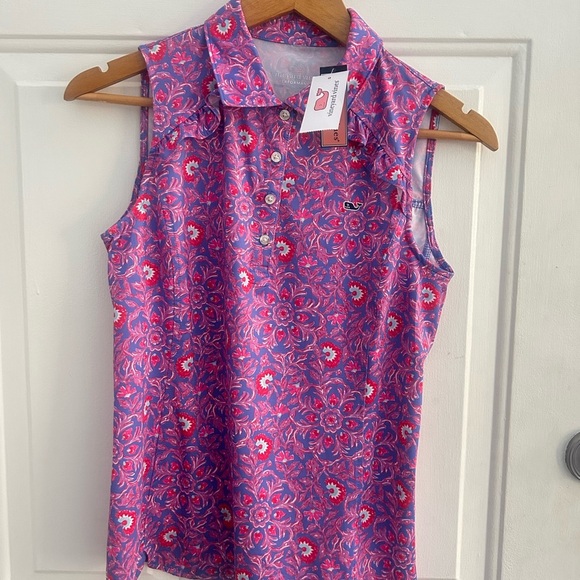 Vineyard Vines Tops - Vineyard Vines • NWT Ruffle Performance Sleeveless Purple/Pink Polo Golf Tennis
